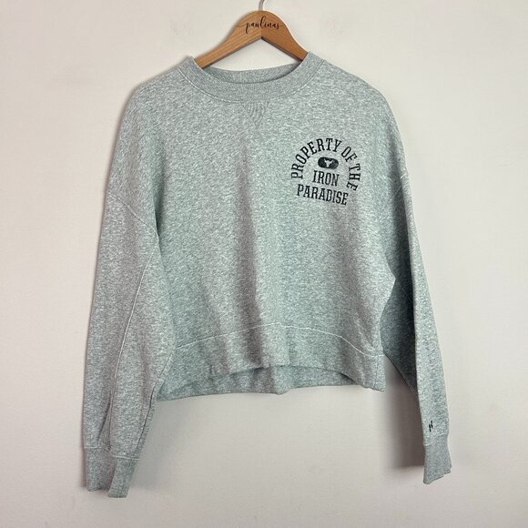 Under Armour Sweatshirt Womens Large Gray Iron Paradise Rock Loose Fit Fleece L - Picture 1 of 8